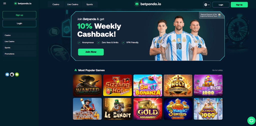 Betpanda crypto casino logo – fast Bitcoin deposits and withdrawals with low fees for US players.